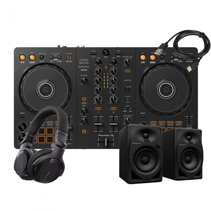 Pioneer DJ DDJ-FLX4 & DM-40D & HDJ-CUE1 & USB-A to C Cable | Beginner DJ  Bundles | 0% Finance | Bop DJ