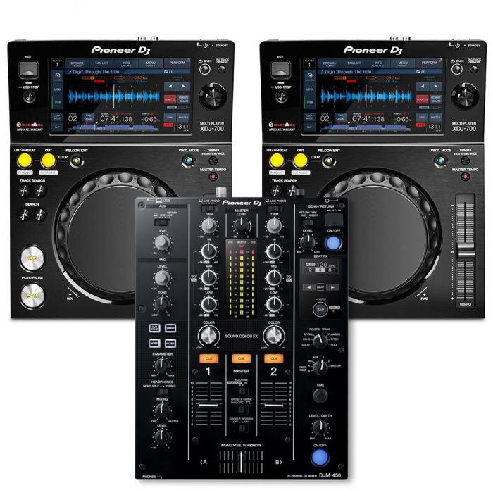 2 Pioneer DJM-450 DJ Mixer & XDJ-700 Players 